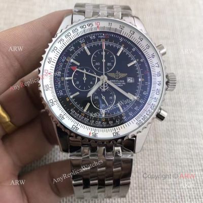 Breitling Navitimer World GMT Stainless Steel Black Dial 46mm Replica